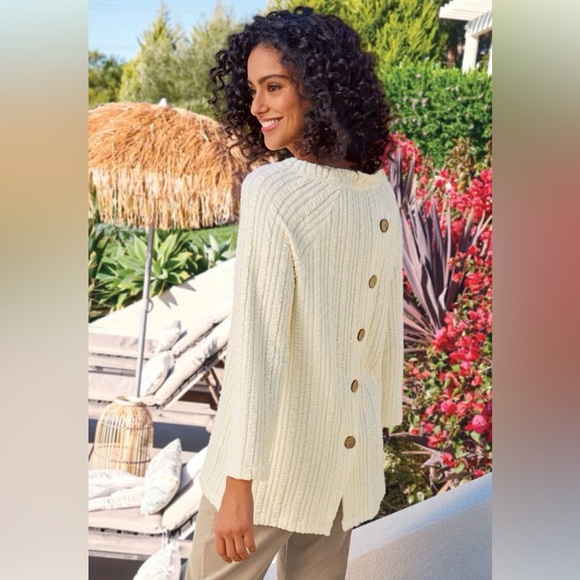 Soft Surroundings Orange Goldie Tunic Top Sweater Button Back Size Large - Picture 11 of 11